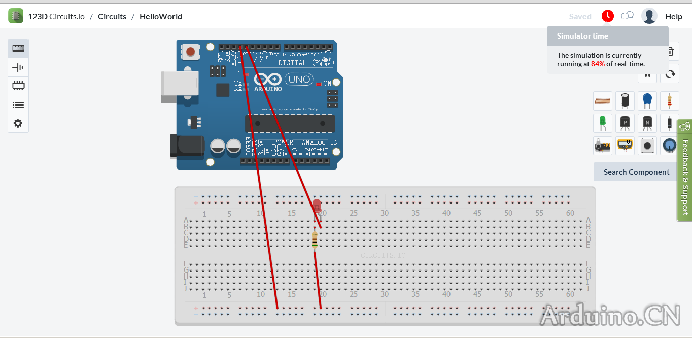 Arduino在线调试，这里只是简单试一下LED灯