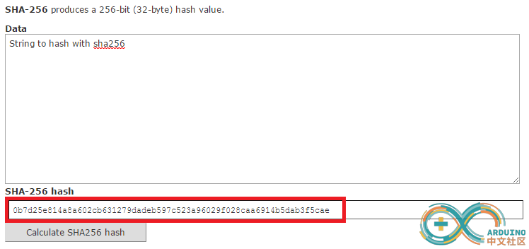 Figure 3 – Applying the SHA-256 algorithm to the string defined in the MicroPyt.png